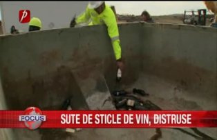 Sute de sticle de vin distruse