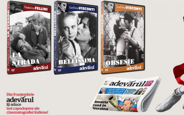 Filme de Fellini şi Visconti, distribuite cu ziarul „Adevărul“, din 9 noiembrie